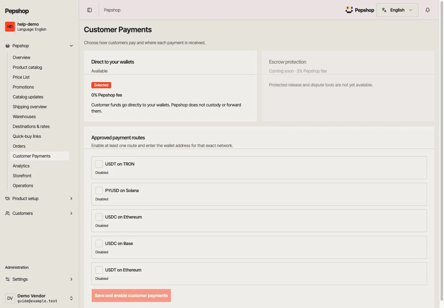 Open Customer Payments — local demo shop