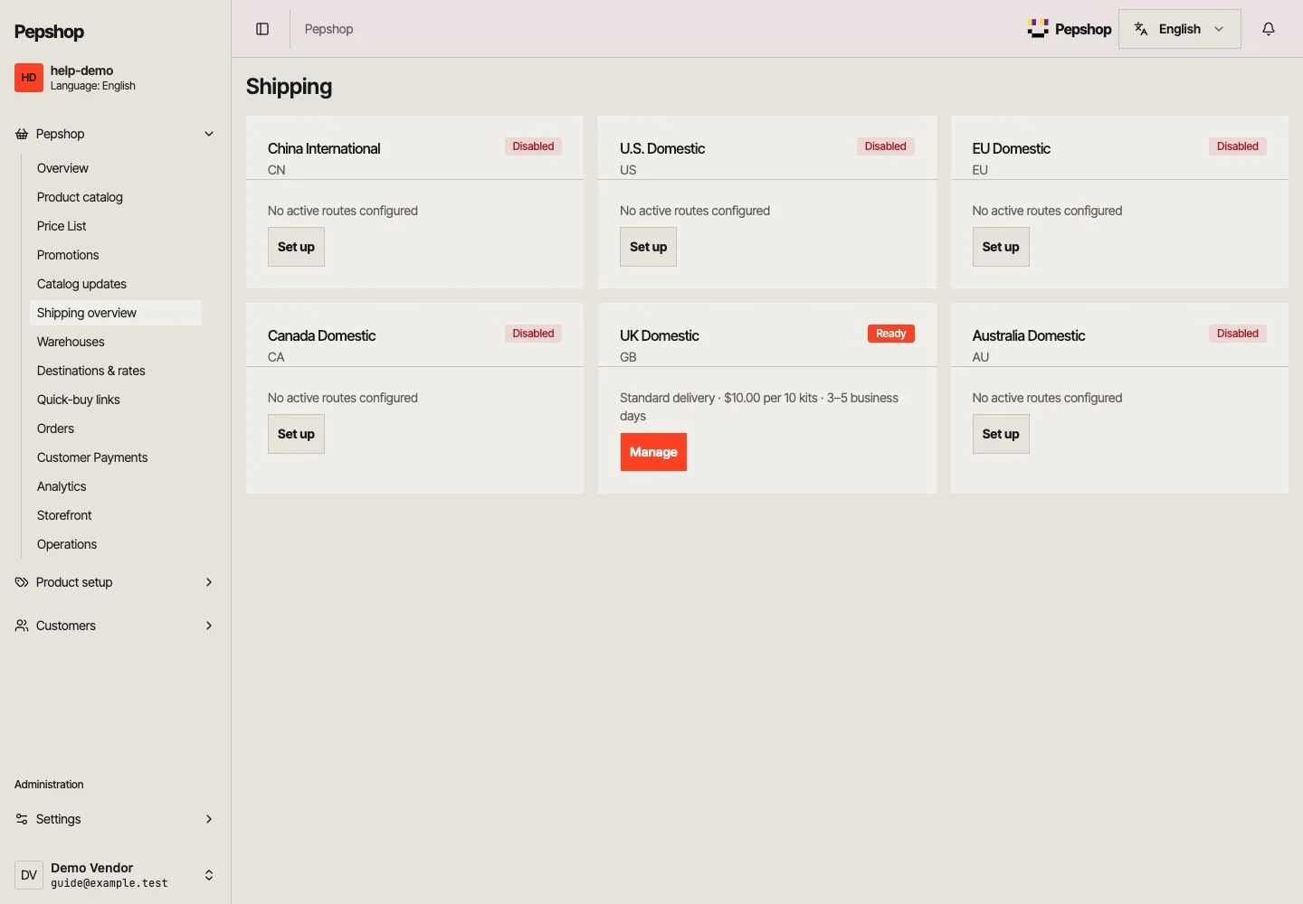 Check warehouse readiness — local demo shop